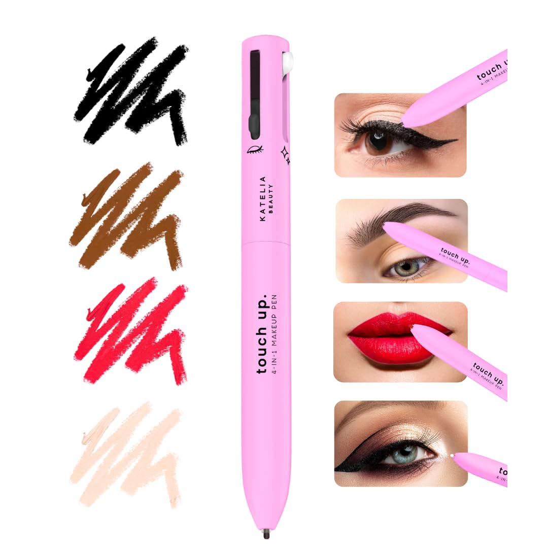 Ensemble de 4 couleurs de crayon à lèvres, d'eye-liner et de crayon à sourcils multifonctionnel 4-en-1