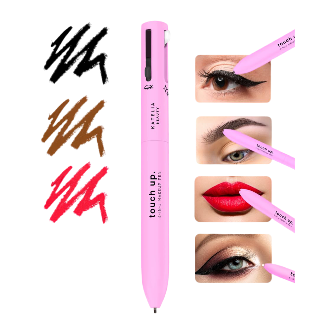 Ensemble de 4 couleurs de crayon à lèvres, d'eye-liner et de crayon à sourcils multifonctionnel 4-en-1
